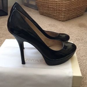 Black patent leather heels
